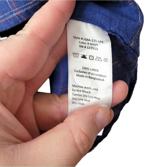 Jachs New York Blue 100% Linen Button  Front Shirt - Picture 6 of 6